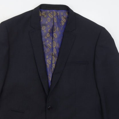 1860 Menswear Mens Blue  Polyester Jacket Suit Jacket Size 40