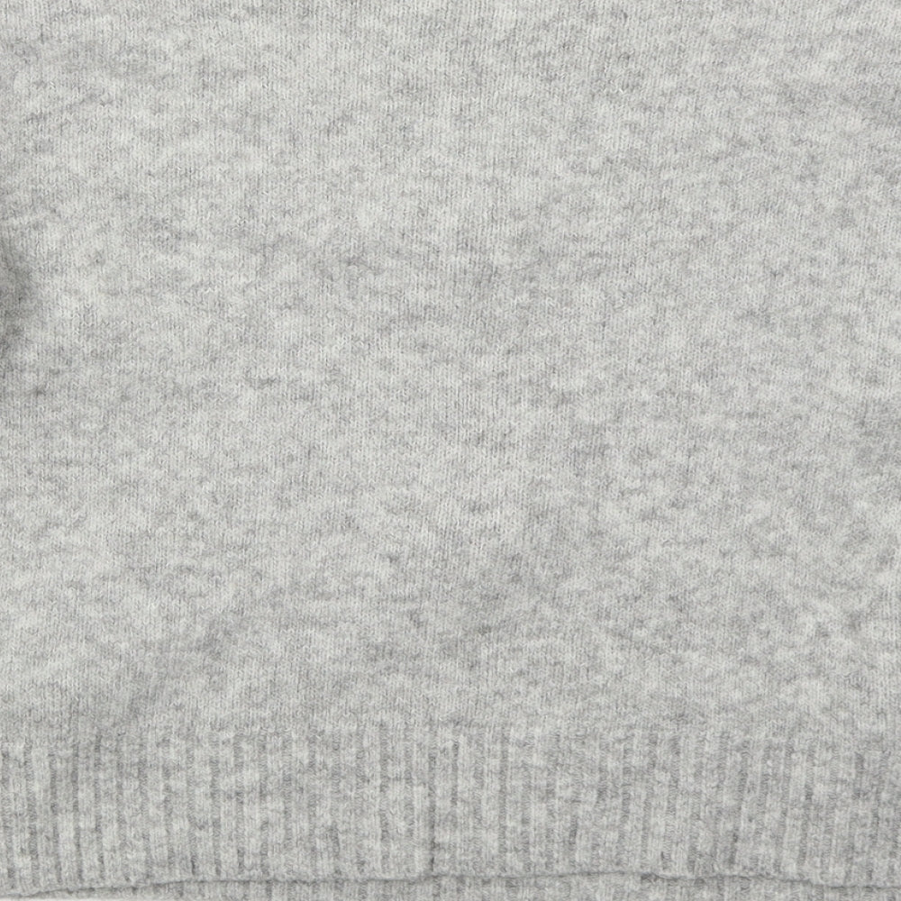 Primark Womens Grey Crew Neck  Acrylic Pullover Jumper Size 10   - Pom Pom