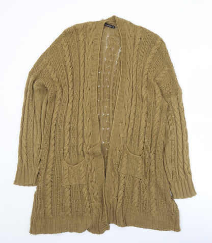 Boohoo Womens Brown Collared  Acrylic Cardigan Jumper Size S   - S/M