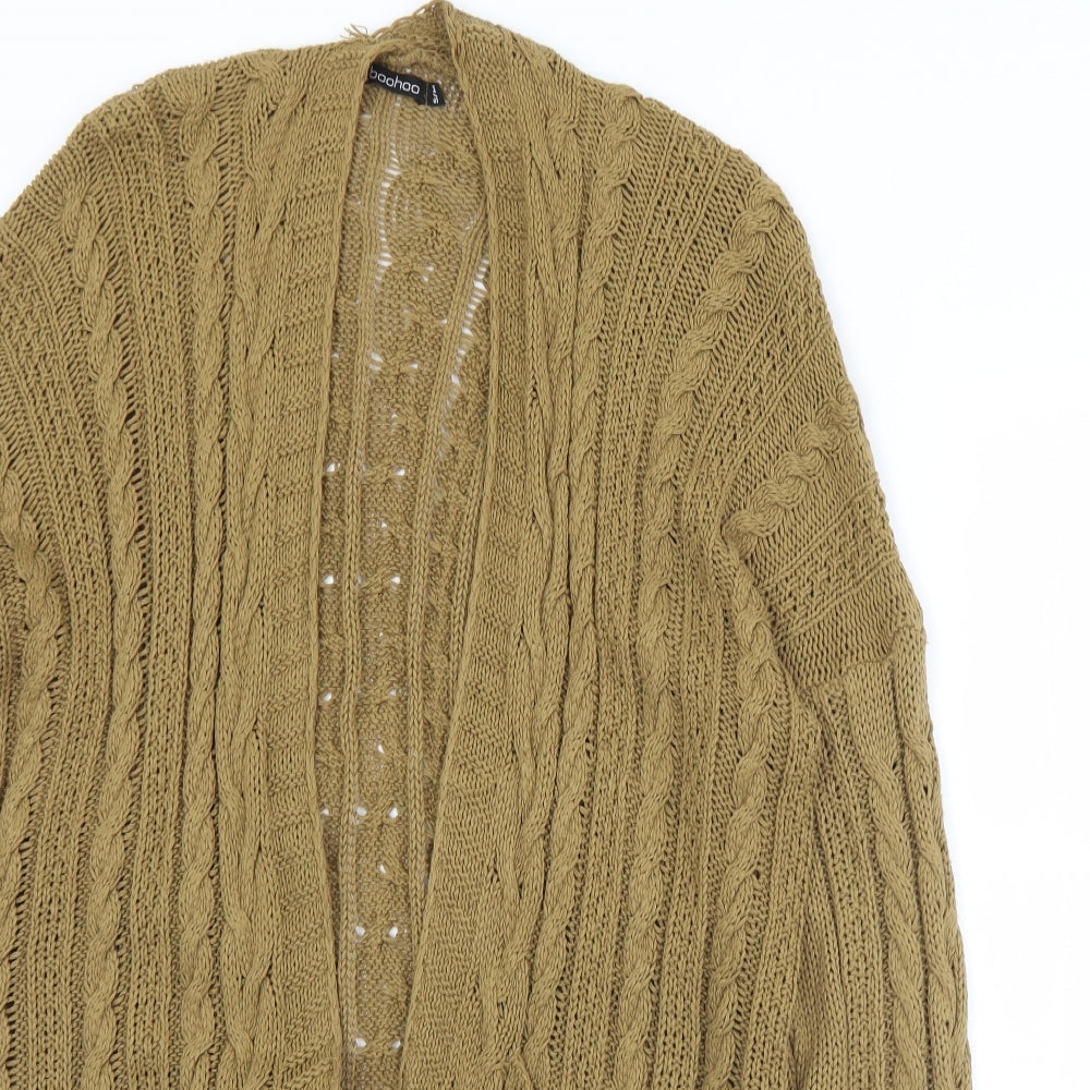 Boohoo Womens Brown Collared  Acrylic Cardigan Jumper Size S   - S/M