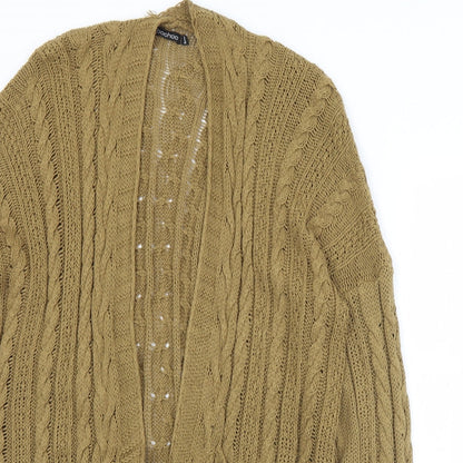 Boohoo Womens Brown Collared  Acrylic Cardigan Jumper Size S   - S/M