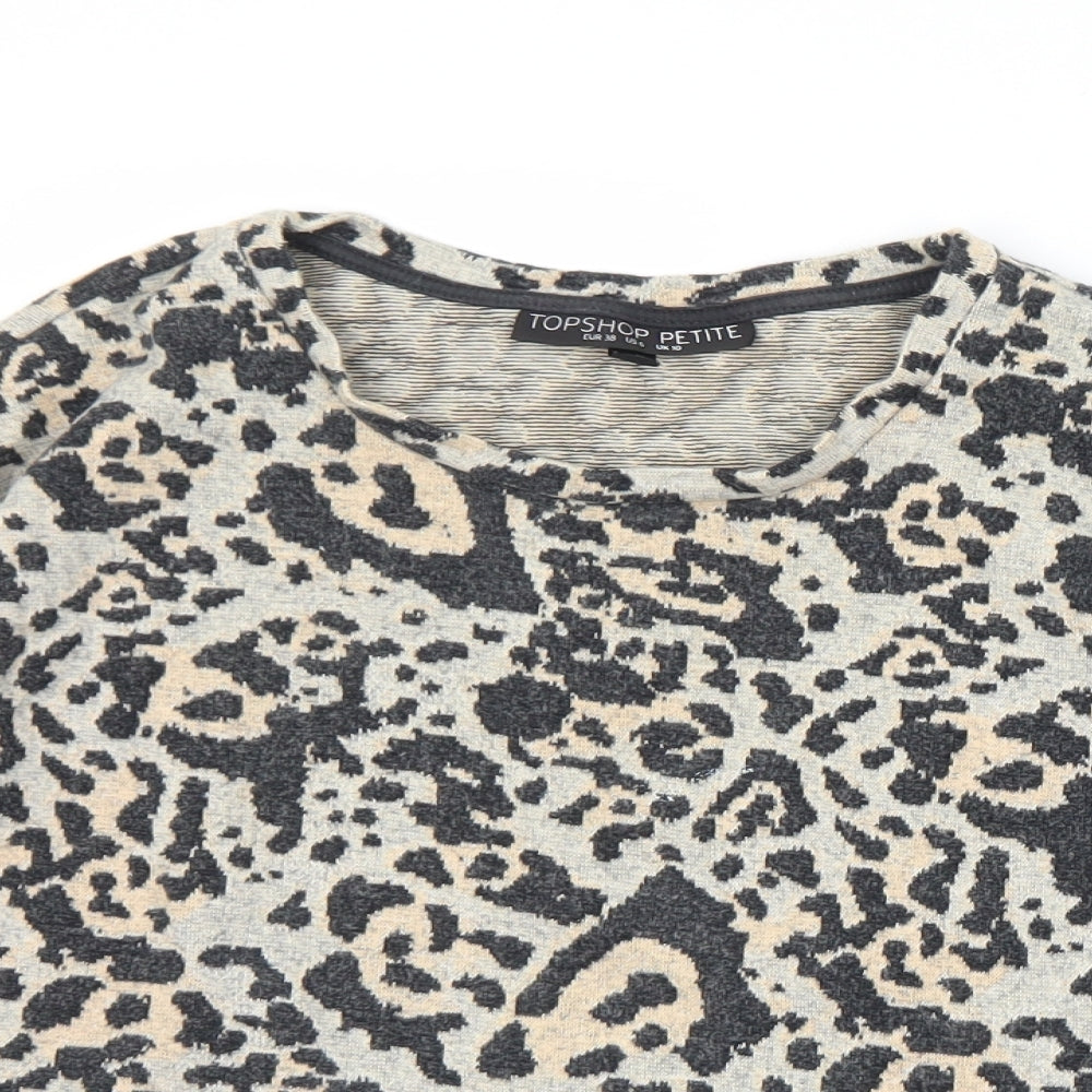 Womens UK Size 10 Topshop Grey Jersey T-Shirt
