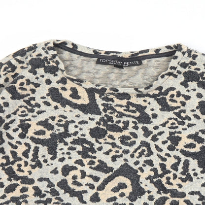 Womens UK Size 10 Topshop Grey Jersey T-Shirt