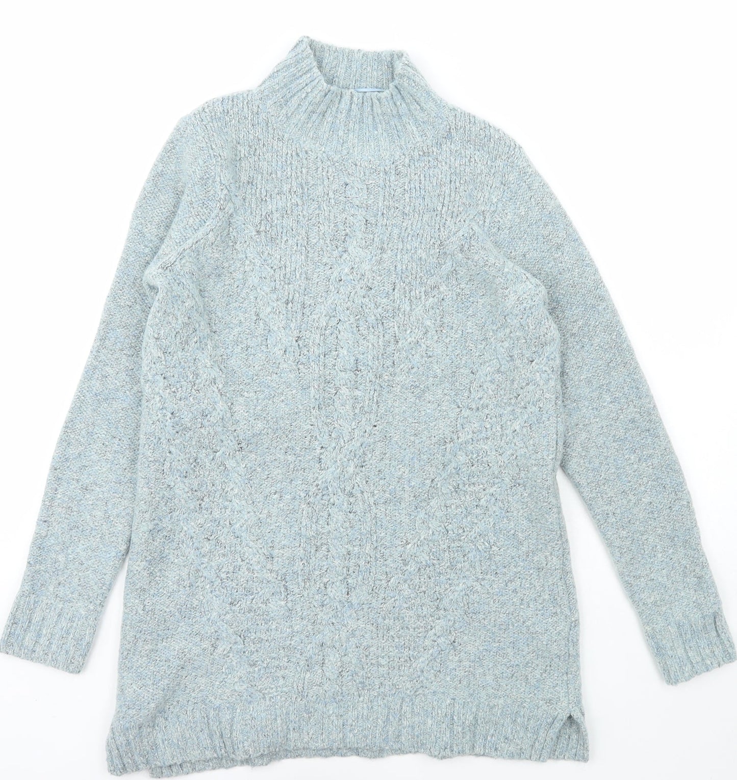 M&Co Womens Blue Collared  Polyester Pullover Jumper Size 12