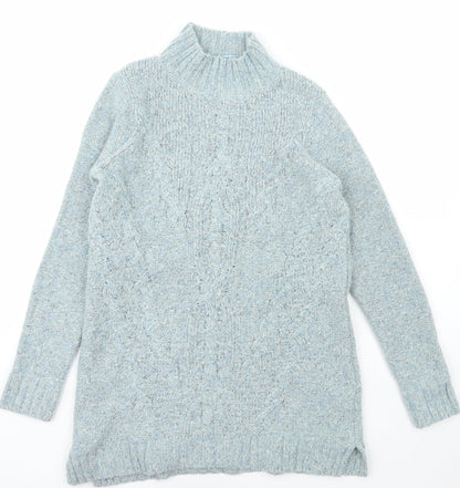 M&Co Womens Blue Collared  Polyester Pullover Jumper Size 12