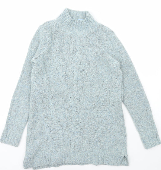 M&Co Womens Blue Collared  Polyester Pullover Jumper Size 12