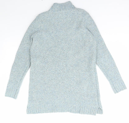 M&Co Womens Blue Collared  Polyester Pullover Jumper Size 12