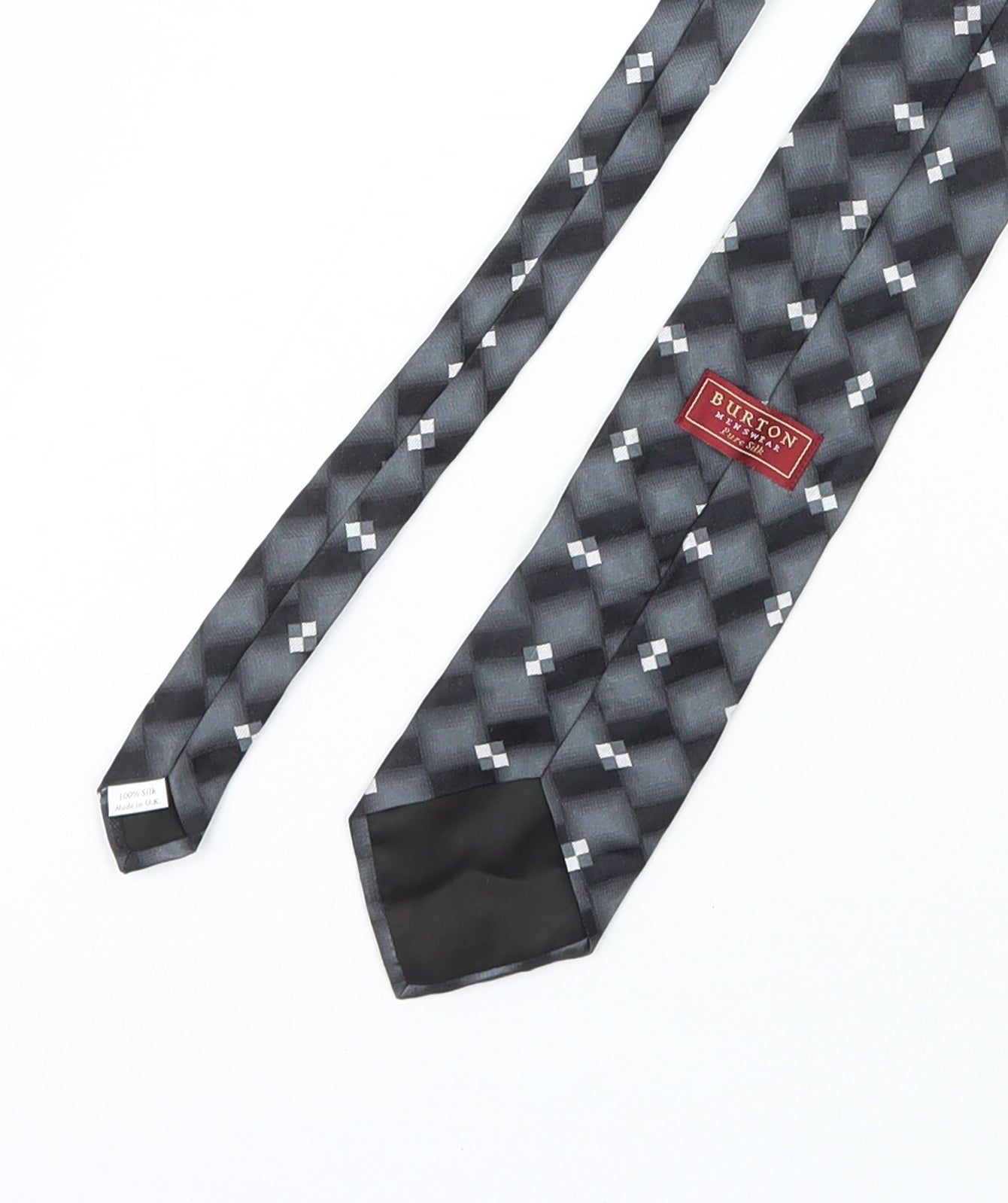 Mens Burton Grey Plaids & Checks  Pointed Tie