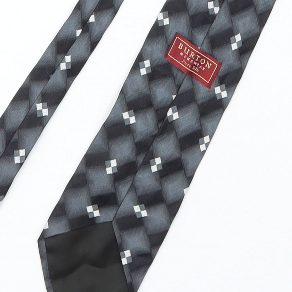 Mens Burton Grey Plaids & Checks  Pointed Tie