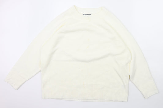 Nutmeg Womens Ivory Scoop Neck  Acrylic Pullover Jumper Size 20