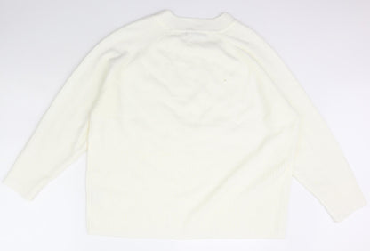 Nutmeg Womens Ivory Scoop Neck  Acrylic Pullover Jumper Size 20