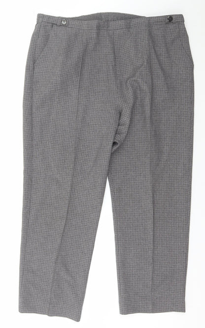 BM Womens Grey Check Polyester Capri Trousers Size 18 L27 in Regular