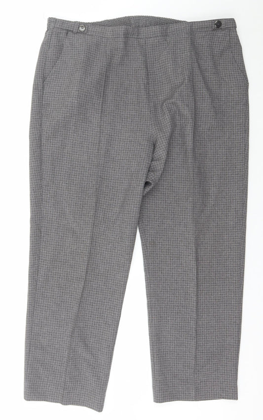BM Womens Grey Check Polyester Capri Trousers Size 18 L27 in Regular