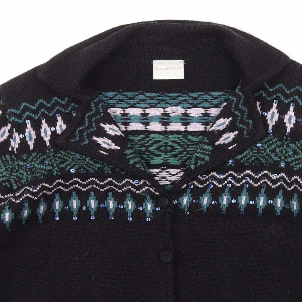 Womens UK Size 18 Casual Comfort Black Cardigan Jumper