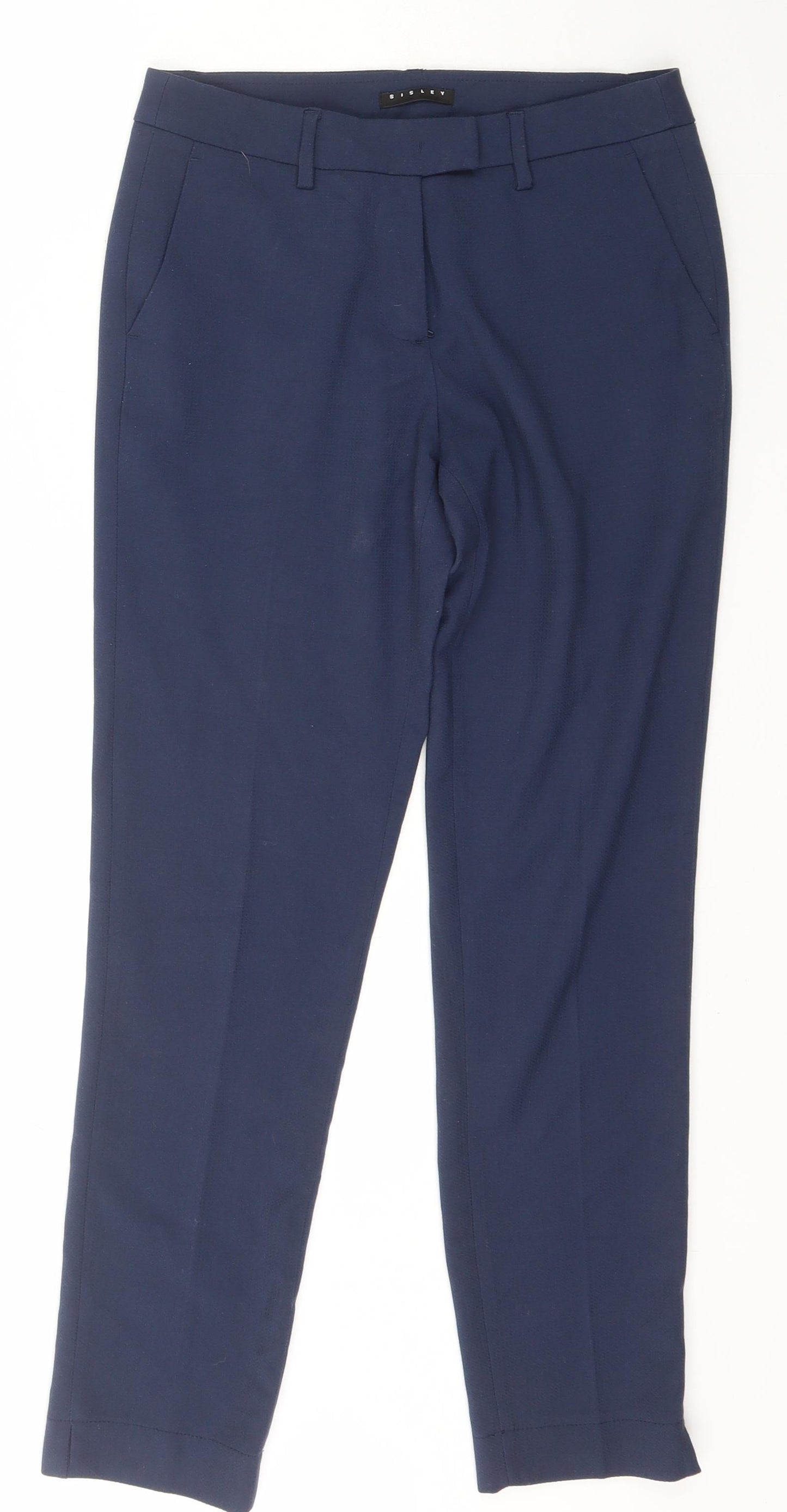 Womens UK Size 8 Sisley Regular Fit Capri Blue Trousers