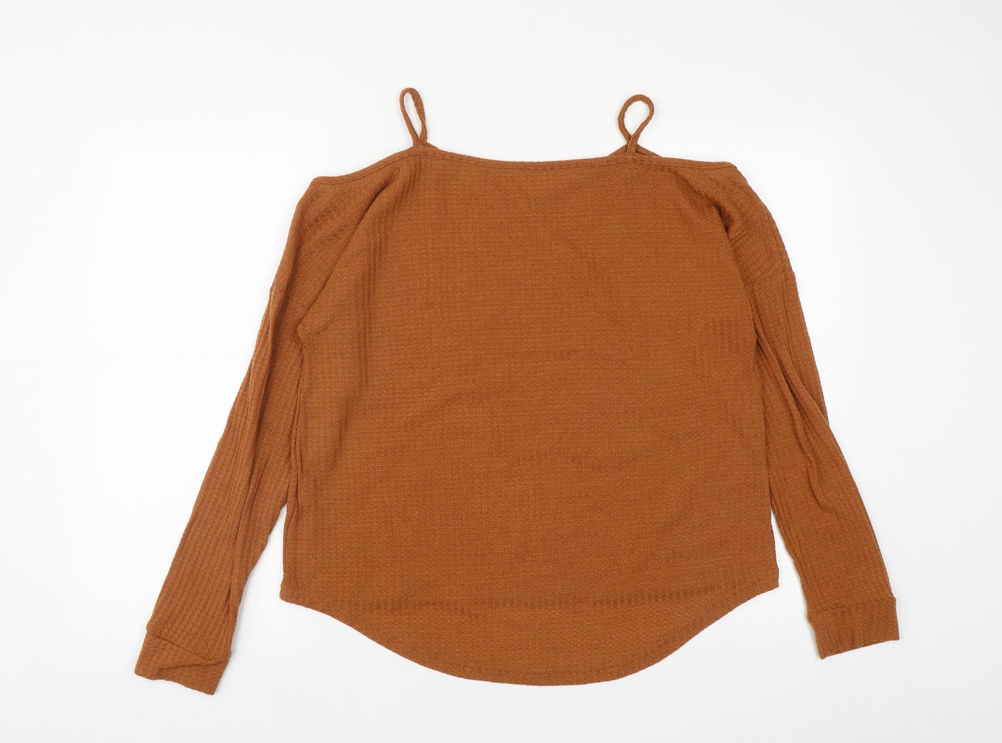 SheIn Womens Brown  Viscose Basic Blouse Size L V-Neck