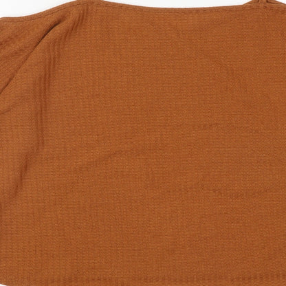 SheIn Womens Brown  Viscose Basic Blouse Size L V-Neck