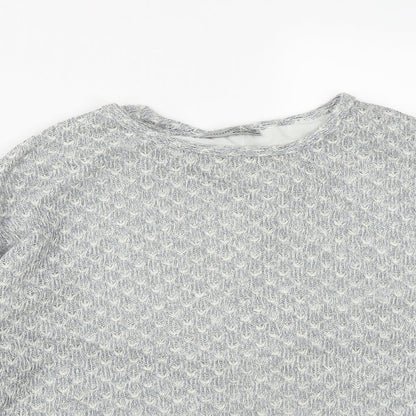 Primark Womens Blue Round Neck Geometric Polyester Pullover Jumper Size 12