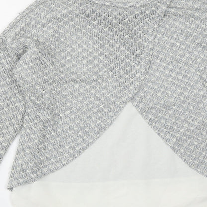 Primark Womens Blue Round Neck Geometric Polyester Pullover Jumper Size 12