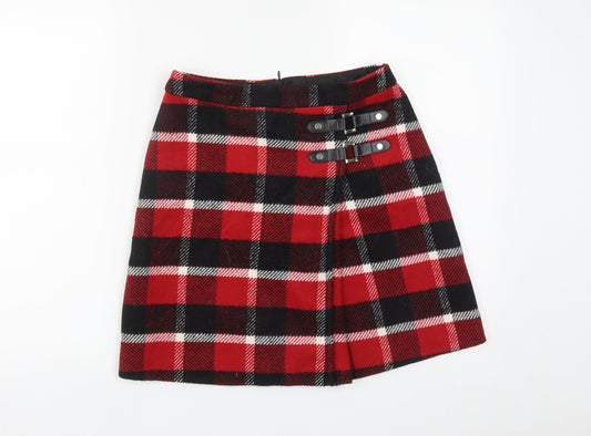 F&F Womens Multicoloured Plaid Polyester A-Line Skirt Size 6   Zip