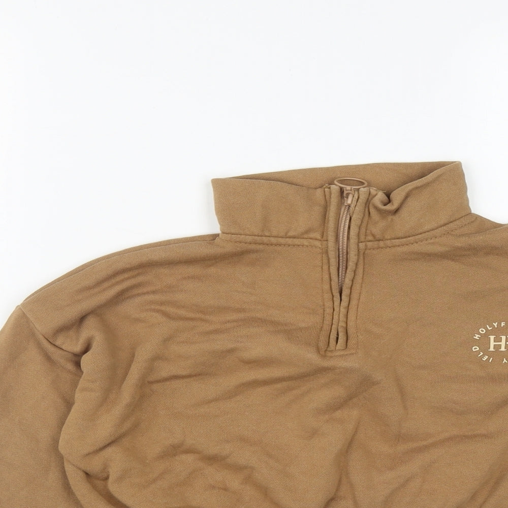 Holyfield Girls Brown  Cotton Pullover Sweatshirt Size S  Zip