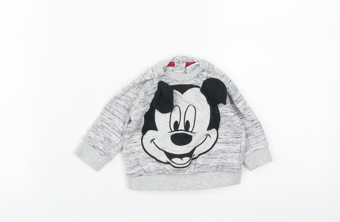 Disney Baby Baby Grey  Polyester Pullover Jumper Size 0-3 Months  Snap - Mickey Mouse