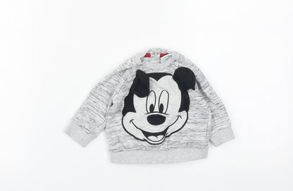 Disney Baby Baby Grey  Polyester Pullover Jumper Size 0-3 Months  Snap - Mickey Mouse