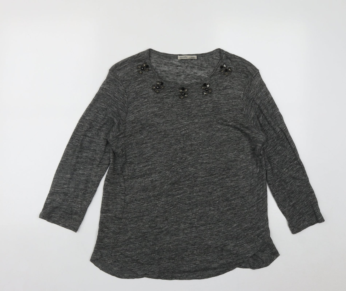 Zanzara Womens Grey Round Neck  Polyester Pullover Jumper Size M