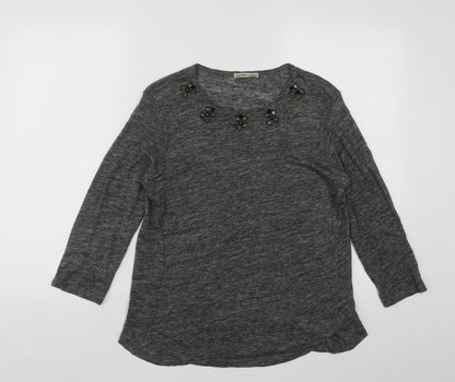 Zanzara Womens Grey Round Neck  Polyester Pullover Jumper Size M