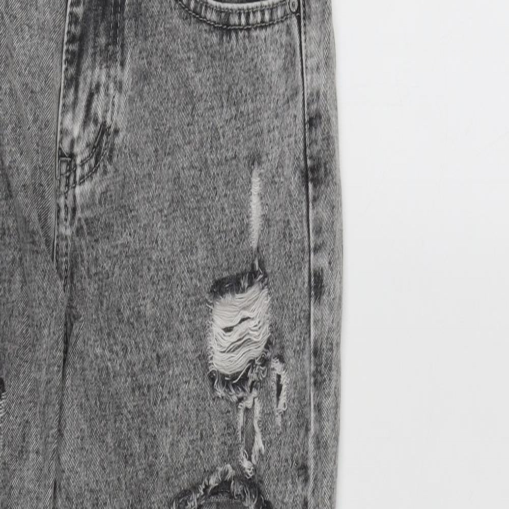 Hello Miss Paris Womens Grey  Cotton Straight Jeans Size 6 L27 in Regular Zip