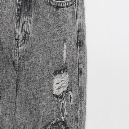 Hello Miss Paris Womens Grey  Cotton Straight Jeans Size 6 L27 in Regular Zip