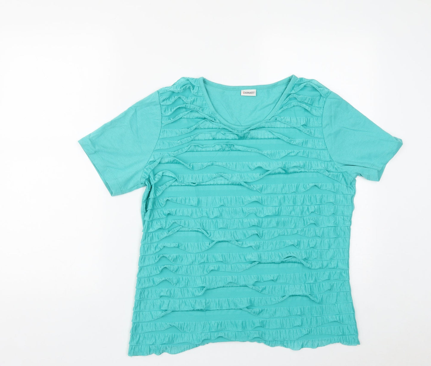 Damart Womens Green  Polyester Basic T-Shirt Size M Round Neck