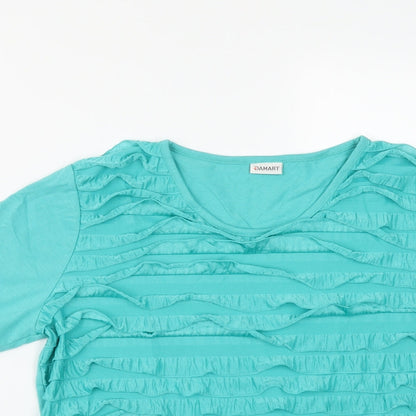Damart Womens Green  Polyester Basic T-Shirt Size M Round Neck