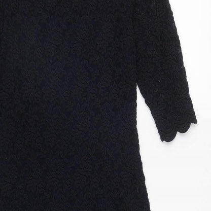 Marks and Spencer Womens Blue Geometric Polyester A-Line  Size 12  Round Neck