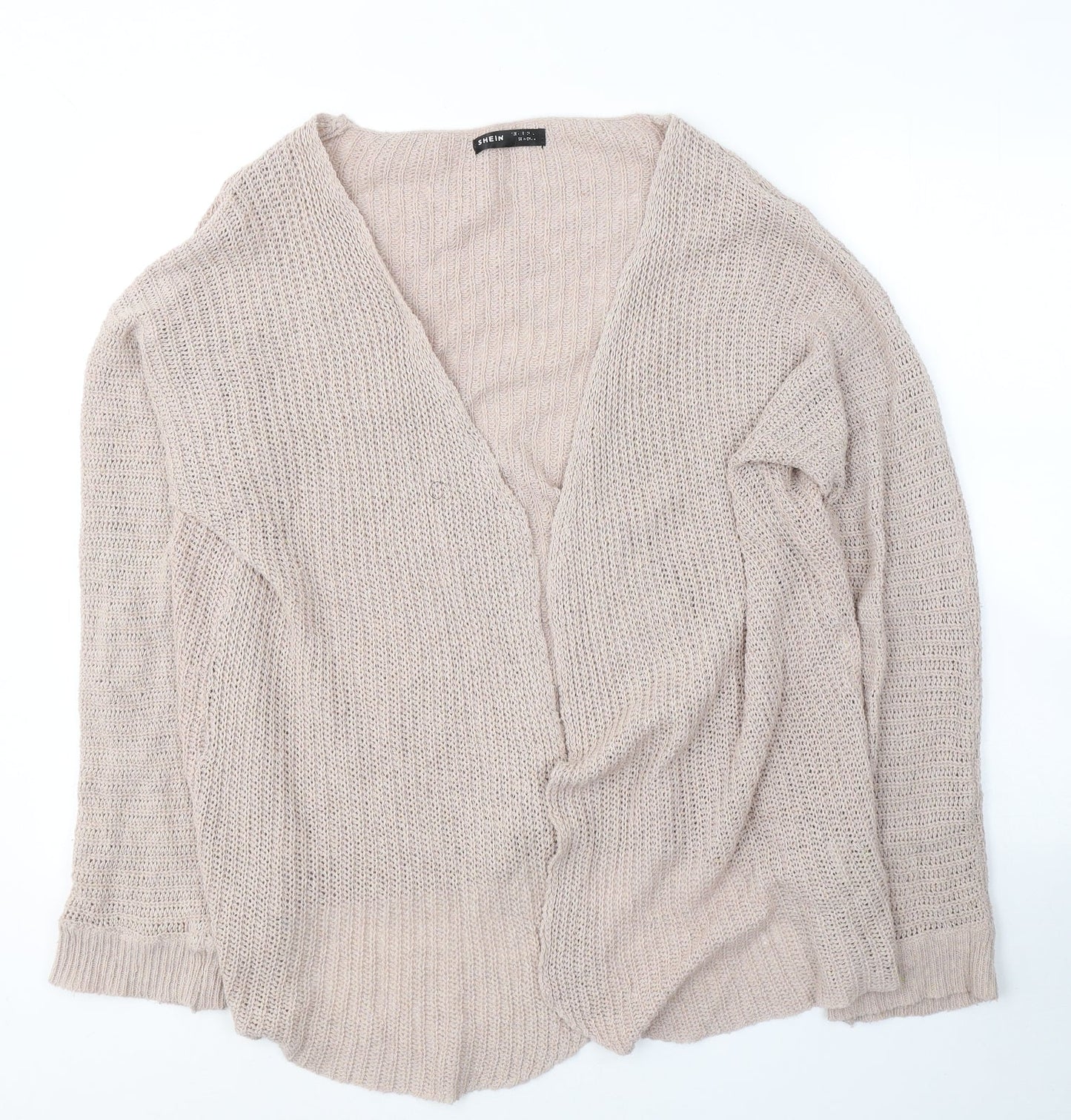 SheIn Womens Pink V-Neck  Polyester Cardigan Jumper Size M