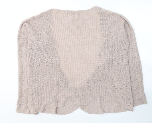 SheIn Womens Pink V-Neck  Polyester Cardigan Jumper Size M