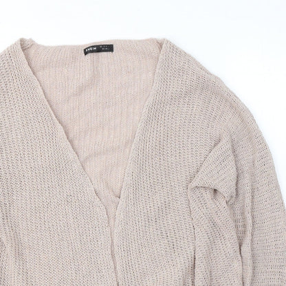 SheIn Womens Pink V-Neck  Polyester Cardigan Jumper Size M