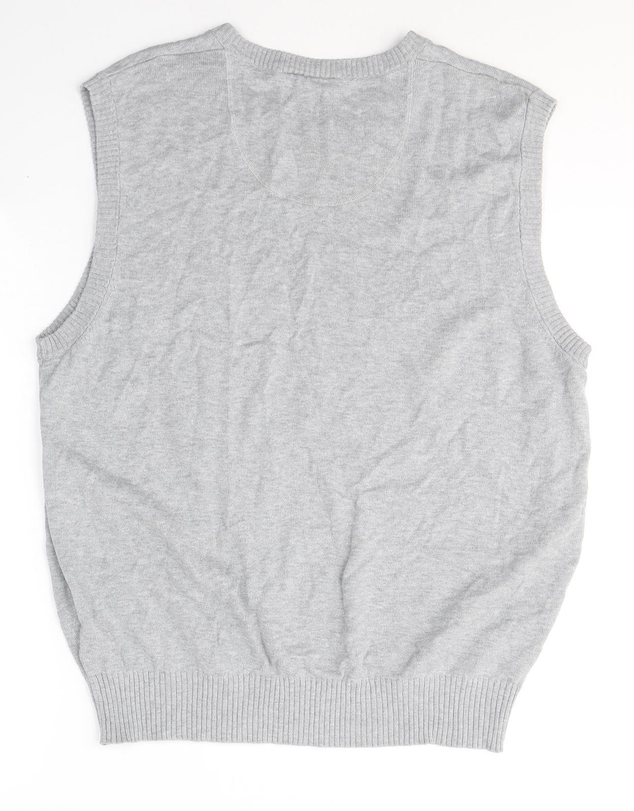 Avenue Womens Grey V-Neck  Cotton Vest Jumper Size L