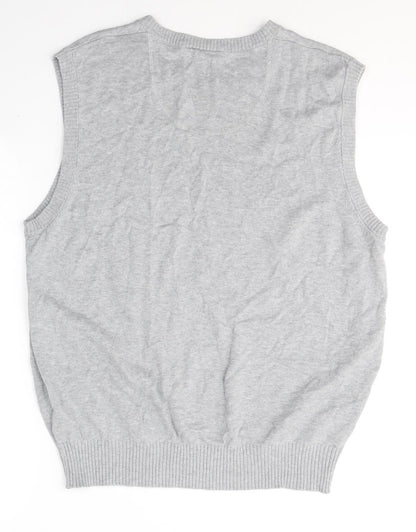 Avenue Womens Grey V-Neck  Cotton Vest Jumper Size L