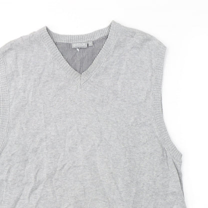 Avenue Womens Grey V-Neck  Cotton Vest Jumper Size L