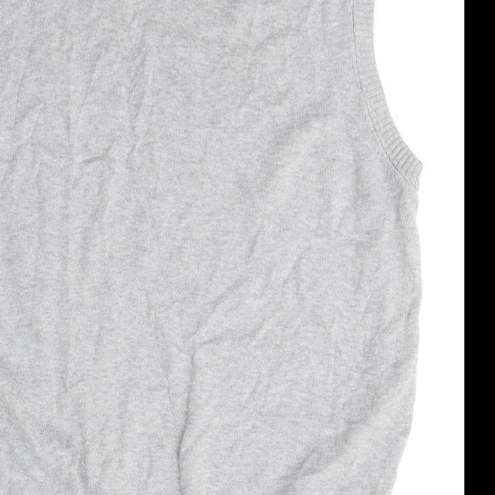 Avenue Womens Grey V-Neck  Cotton Vest Jumper Size L