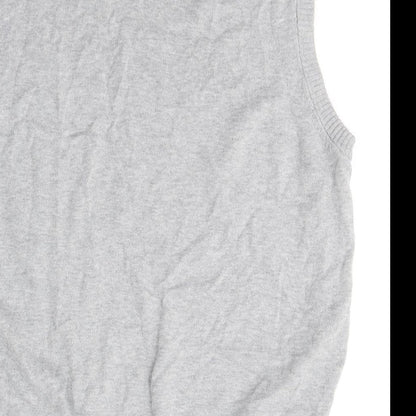 Avenue Womens Grey V-Neck  Cotton Vest Jumper Size L