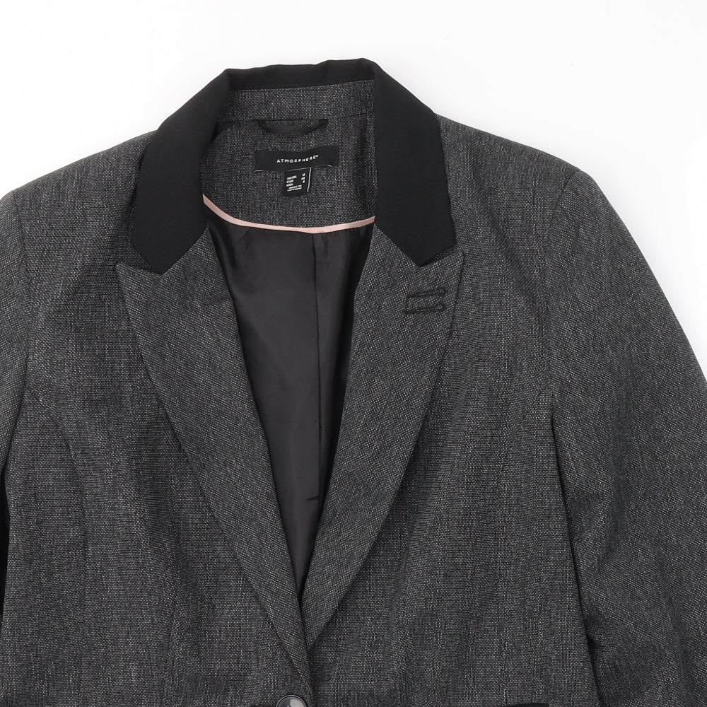 Atmosphere Womens Grey  Polyester Jacket Blazer Size 12
