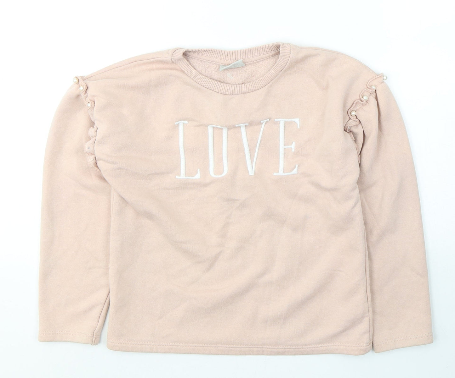 Matalan Girls Pink  Cotton Pullover Sweatshirt Size 9 Years  Pullover - Love