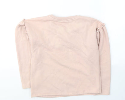 Matalan Girls Pink  Cotton Pullover Sweatshirt Size 9 Years  Pullover - Love
