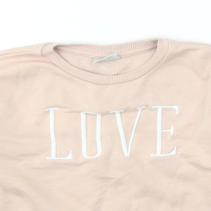 Matalan Girls Pink  Cotton Pullover Sweatshirt Size 9 Years  Pullover - Love