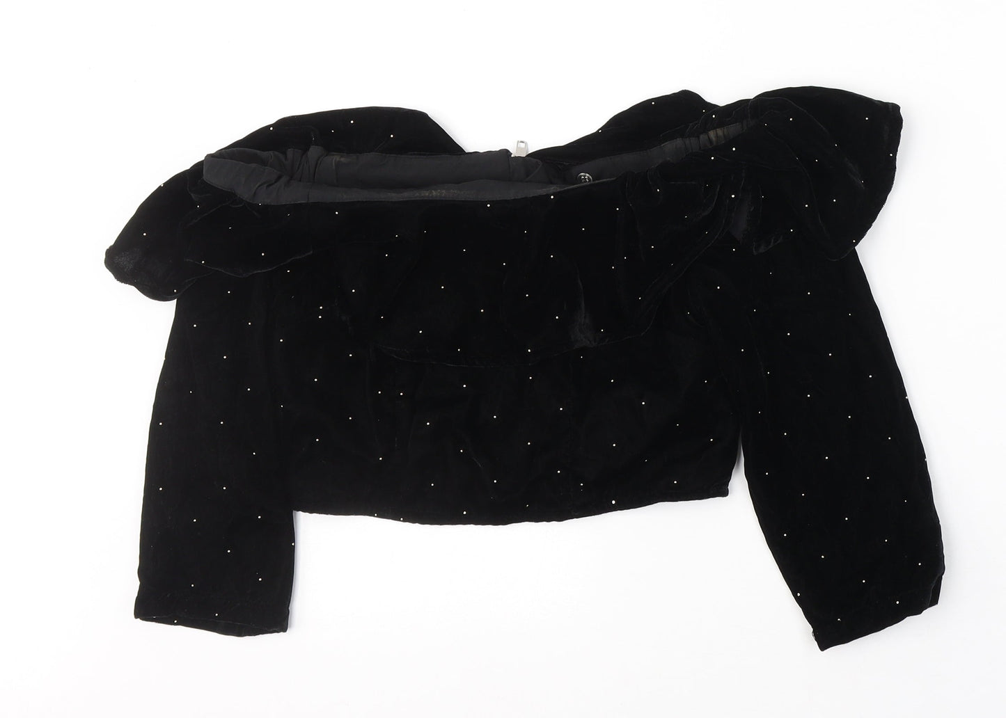 Womens UK Size 8 Topshop Black Cropped Blouse