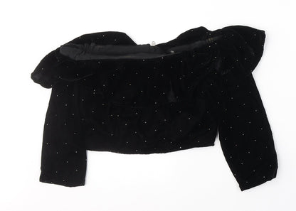 Womens UK Size 8 Topshop Black Cropped Blouse