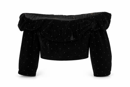 Womens UK Size 8 Topshop Black Cropped Blouse