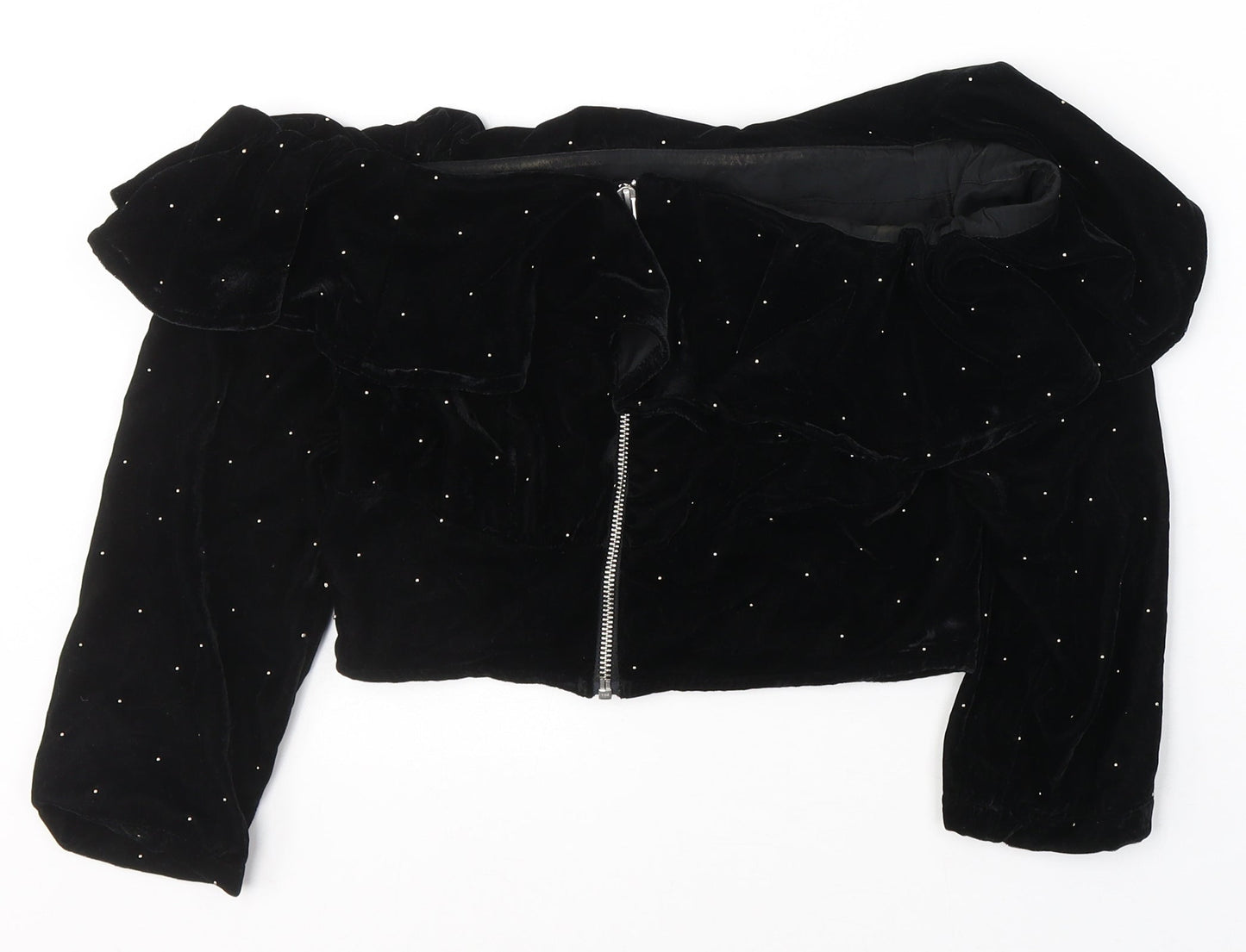Womens UK Size 8 Topshop Black Cropped Blouse